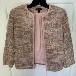 VTG Women's Pink Pastel Tweed Blazer Jacket Size 2 Preppy Academia Y2K  Classic